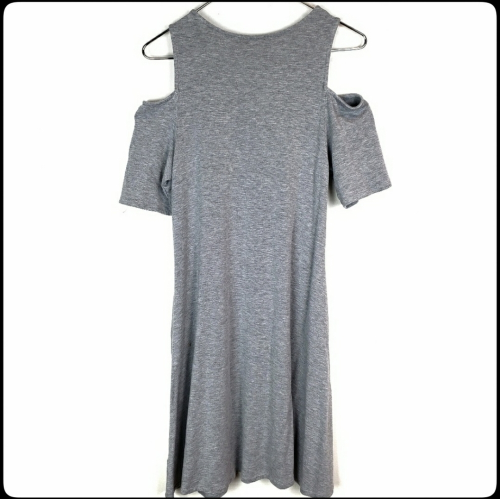 PHILOSOPHY Women's Gray Cold Shoulder Soft Swing Flowy Crew Neck Dress Size: XS